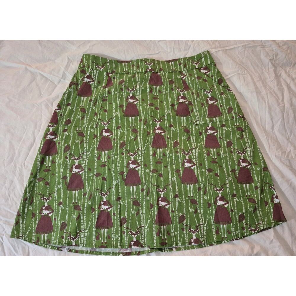 💥 Blue Platypus 60s 70s Retro Skirt Pockets 1X Reindeer Green D1
